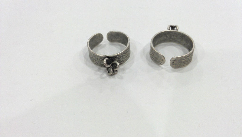 Antique Silver Plated Brass Adjustable  Ring with a Loop Setting  G9191
