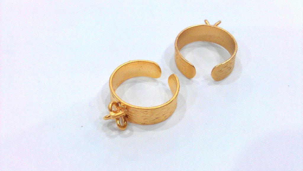 Gold Plated Brass Adjustable Ring Base Blank with a Loop Setting ,Findings G204