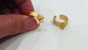 Gold Plated Brass Adjustable Ring Base Blank with a Loop Setting ,Findings G204