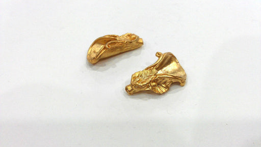 2 Gold Cone Findings , Gold Plated Brass G17055