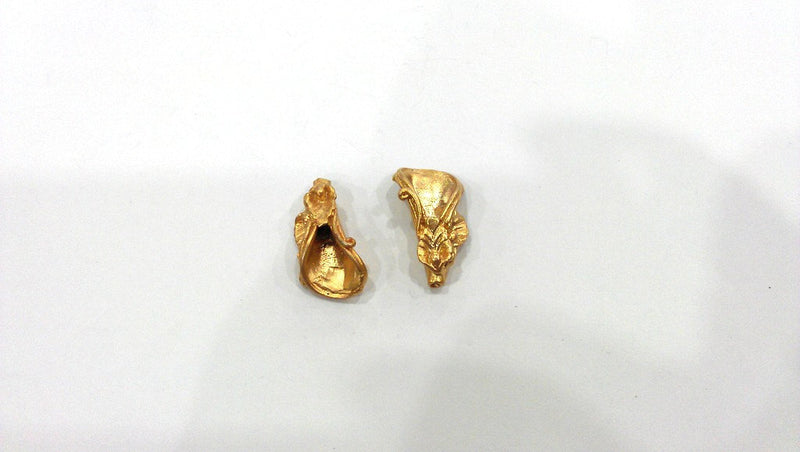 2 Gold Cone Findings , Gold Plated Brass G17055