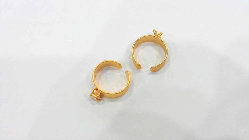 Gold Plated Brass Adjustable Ring Base Blank with a Loop Setting ,Findings G204