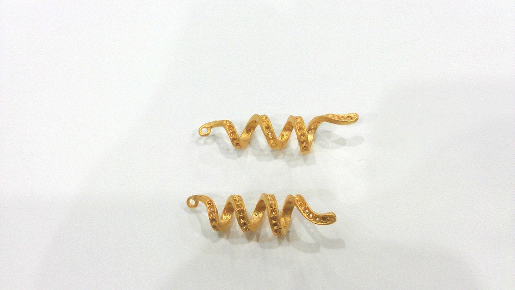 2 Twist Charm Gold Charm Gold Plated Brass  Pendant  G9540