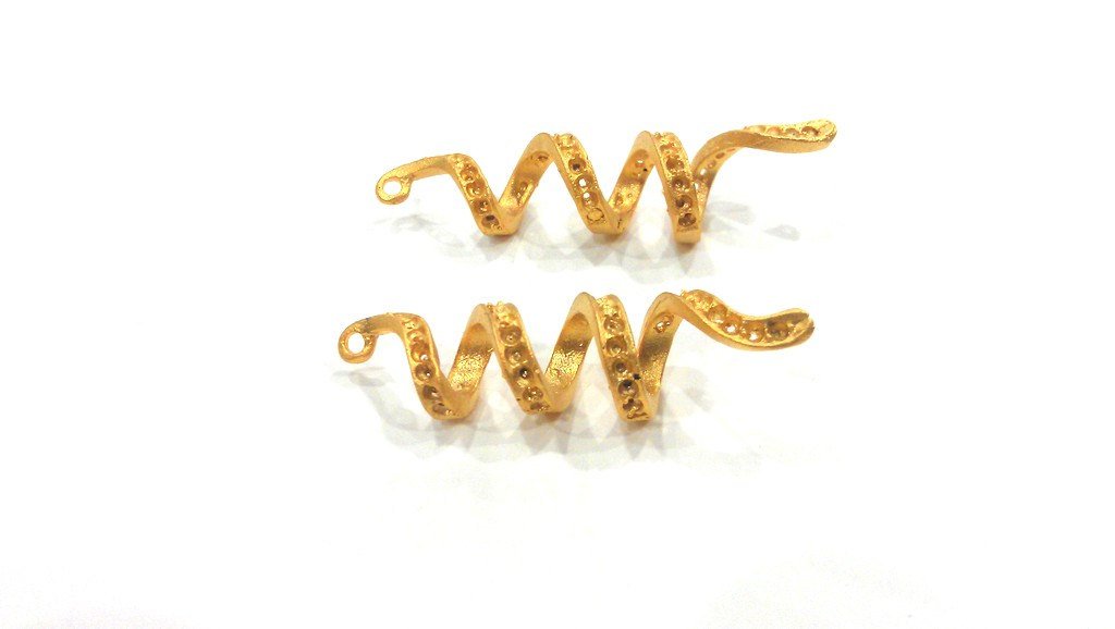 2 Twist Charm Gold Charm Gold Plated Brass  Pendant  G9540