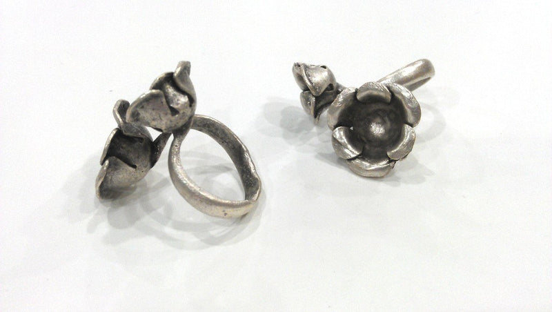 Antique Silver Plated Brass Adjustable Ring Blank (10mm and12 mm Blank)  G216