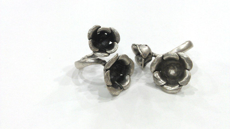 Antique Silver Plated Brass Adjustable Ring Blank (10mm and12 mm Blank)  G216