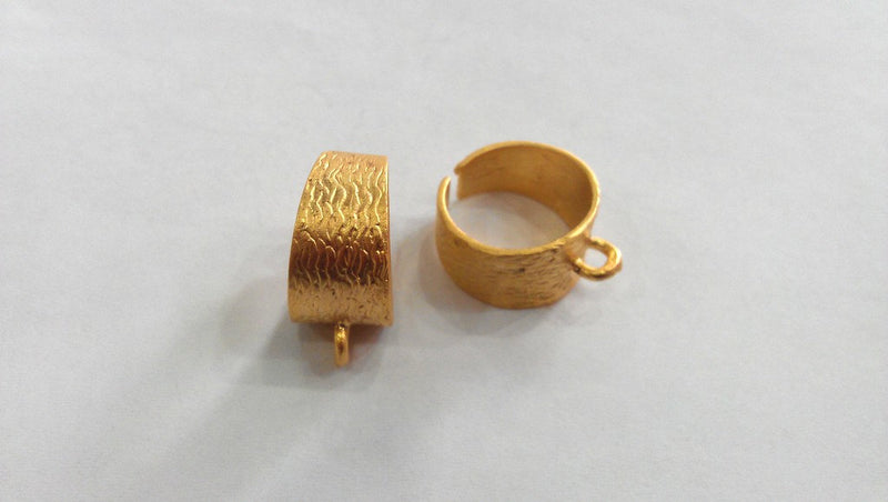 Adjustable Ring Base Blank with a Loop Setting Findings , Gold Plated Brass  G11493