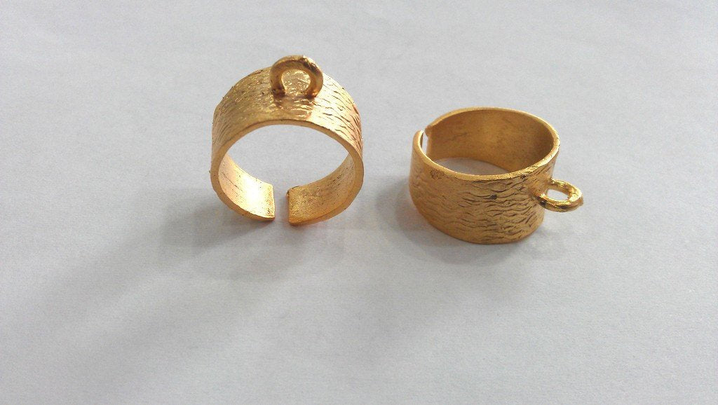 3 Adjustable Ring Base Blank with a Loop Setting ,Findings , Gold Plated Brass  G11493