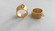 5 Ring Base Blank with a Loop Setting Findings  5 Pcs  , Adjustable  Gold Plated Brass  G11493