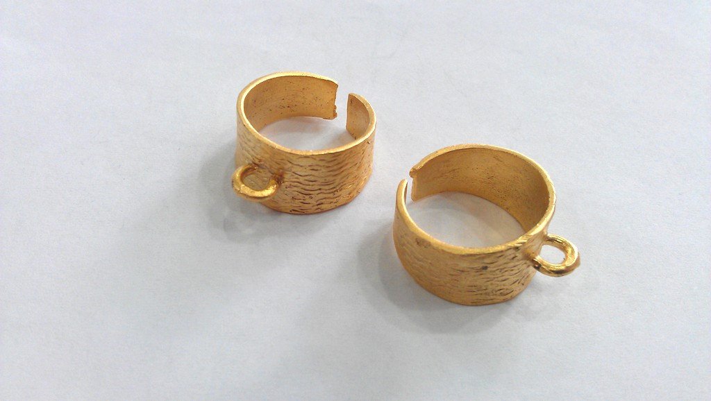 3 Adjustable Ring Base Blank with a Loop Setting ,Findings , Gold Plated Brass  G11493