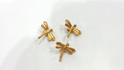 10 Pcs Dragonfly Charms, Gold Plated Brass G9455