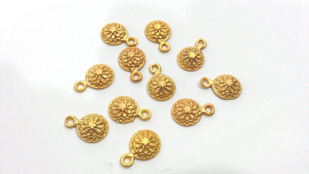 5 Matt Gold Flower Charm Brass Charms  G250