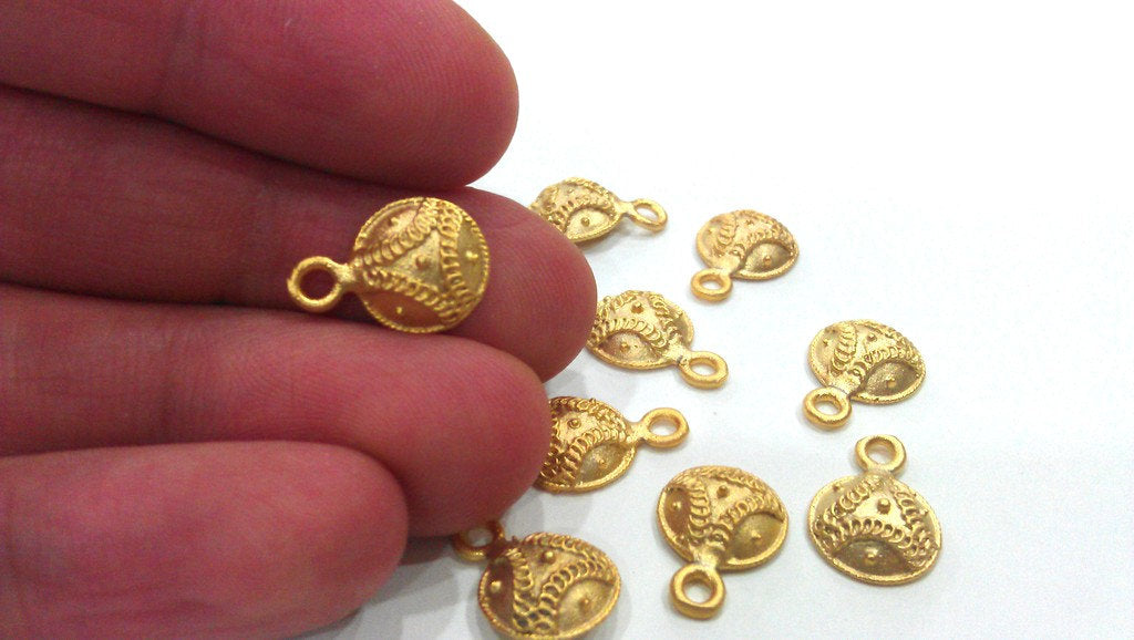 4 Pcs Gold Plated Brass  Charms G251