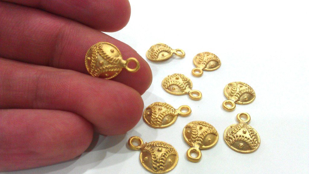 4 Pcs Gold Plated Brass  Charms G251