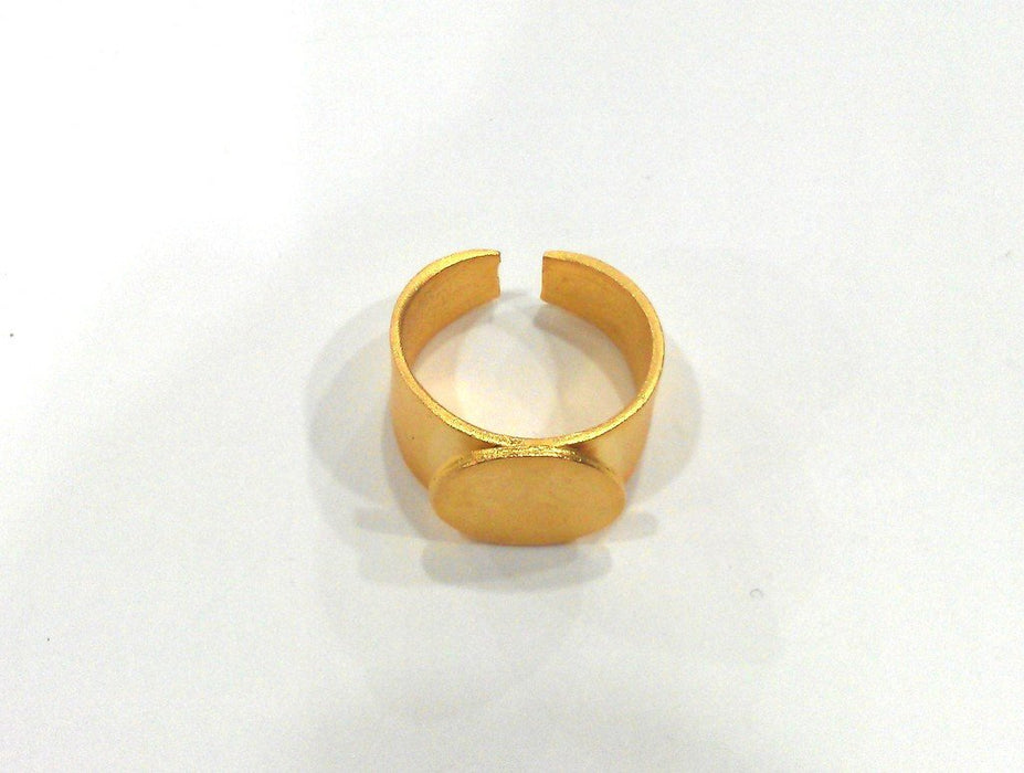 Adjustable Ring Blank (15 mm Blank)  , Gold Plated Brass G9866