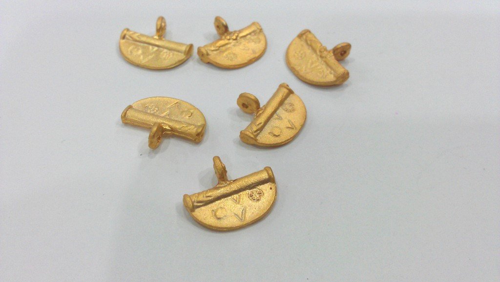 4 Gold Tribal Charms , Gold Plated Brass 4 Pcs  G249