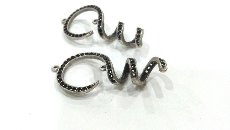 2 Silver Charms Antique Silver Plated Brass  Findings G252