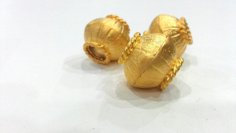 Gold Plated Brass Large Beads   G9856