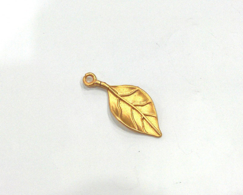 2 Leaf Charms, Gold Plated Brass  G259