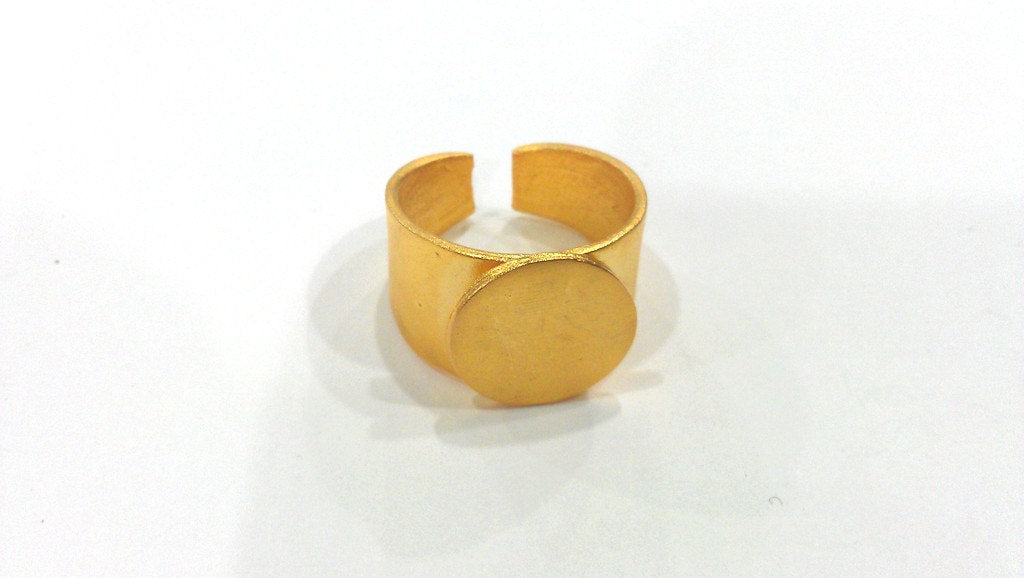 5 Adjustable Ring Blank (15 mm Blank)  , Gold Plated Brass G9866