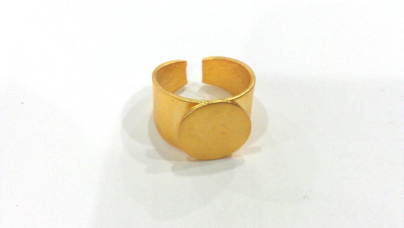 Adjustable Ring Blank (15 mm Blank)  , Gold Plated Brass G9866