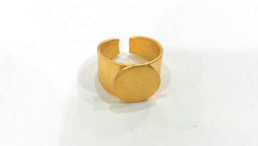 5 Adjustable Ring Blank (15 mm Blank)  , Gold Plated Brass G9866