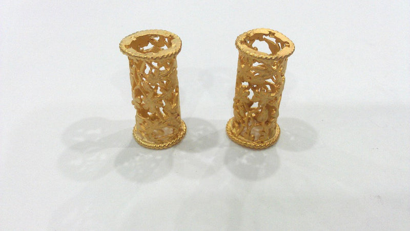 Flower Tube Gold Tube Gold Plated Brass 28x12 mm  G9456