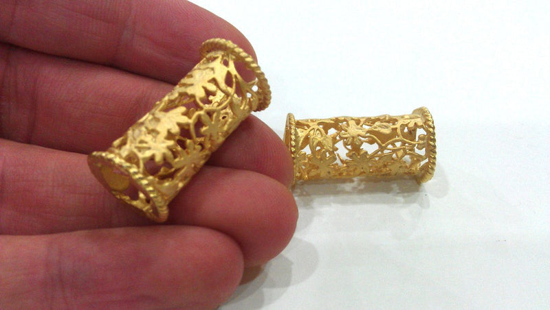 Flower Tube Gold Tube Gold Plated Brass 28x12 mm  G9456