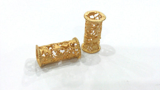 Flower Tube Gold Tube Gold Plated Brass 28x12 mm  G9456