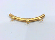 Gold Plated Brass Tube Pendant with  3 Loop Setting ,Findings G137
