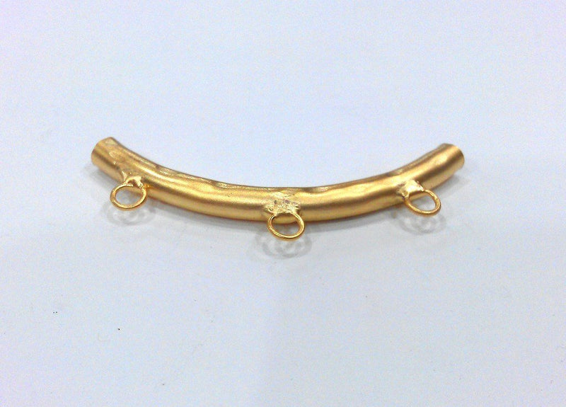 Gold Plated Brass Tube Pendant with  3 Loop Setting ,Findings G137