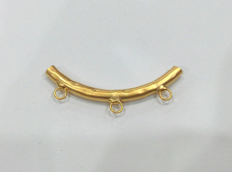 Gold Plated Brass Tube Pendant with  3 Loop Setting ,Findings G137
