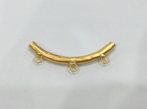 Gold Plated Brass Tube Pendant with  3 Loop Setting ,Findings G137