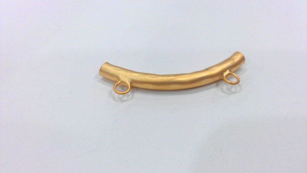 Gold Plated Brass Tube Pendant with  2 Loop Setting ,Findings G277