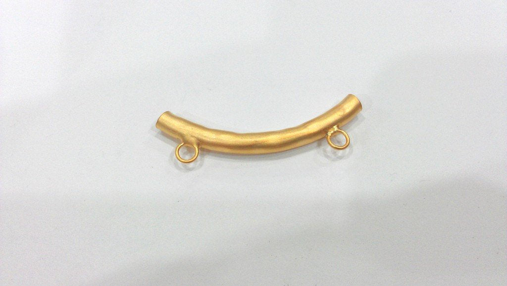 Gold Plated Brass Tube Pendant with  2 Loop Setting ,Findings G277