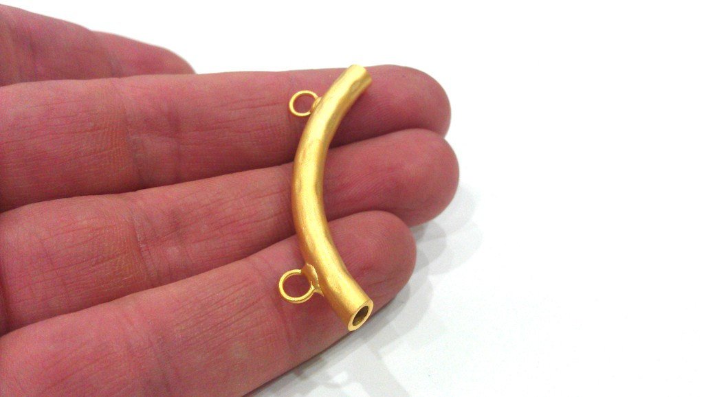 Gold Plated Brass Tube Pendant with  2 Loop Setting ,Findings G277