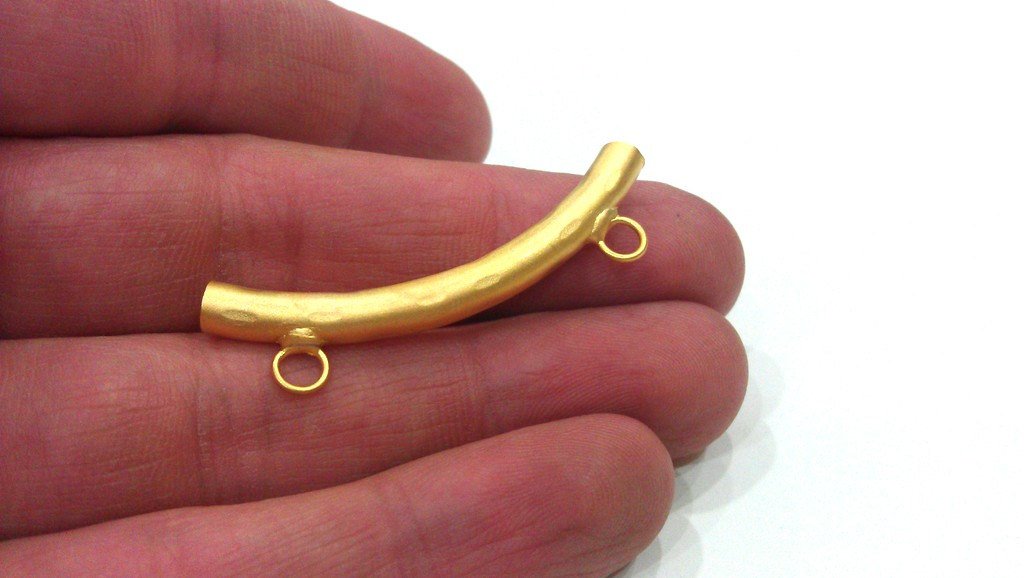 Gold Plated Brass Tube Pendant with  2 Loop Setting ,Findings G277