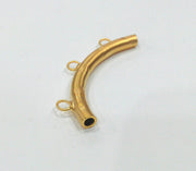 Gold Plated Brass Tube Pendant with  3 Loop Setting ,Findings G137