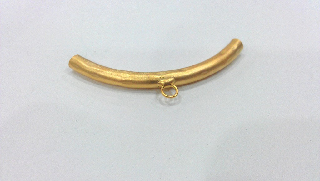 2 Pcs Tube Pendant with 1 Loop Setting ,Findings  Gold Plated Brass  G278