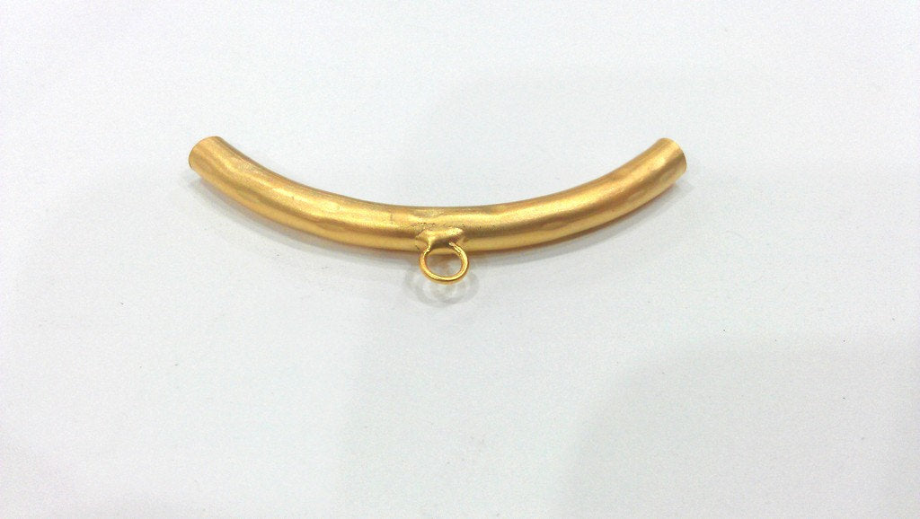 2 Pcs Tube Pendant with 1 Loop Setting ,Findings  Gold Plated Brass  G278