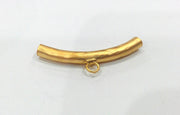 2 Pcs Tube Pendant with 1 Loop Setting,connector ,Findings  Gold Plated Brass G279