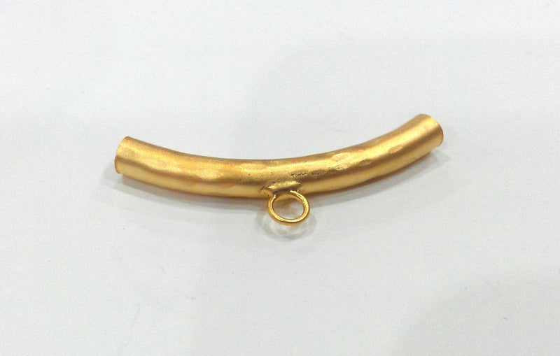 2 Pcs Tube Pendant with 1 Loop Setting,connector ,Findings  Gold Plated Brass G279