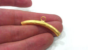 2 Pcs Tube Pendant with 1 Loop Setting,connector ,Findings  Gold Plated Brass G279