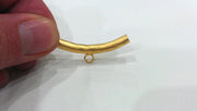 2 Pcs Tube Pendant with 1 Loop Setting,connector ,Findings  Gold Plated Brass G279
