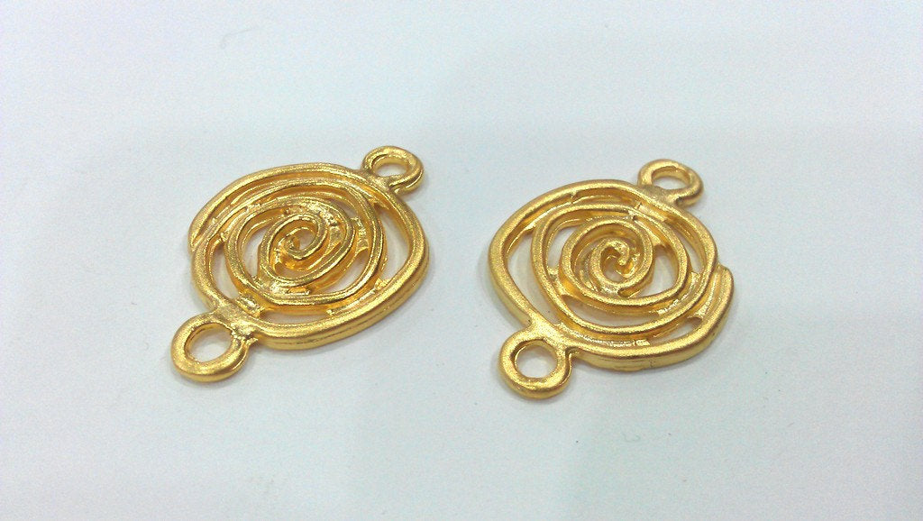 2 Pcs Gold Connector Pendant  , Gold Plated Metal  G9570