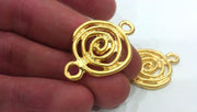 2 Pcs Gold Connector Pendant  , Gold Plated Metal  G9570