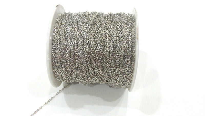 333ft Silver Chain Soldered Cable Chain 100 Meters-333 Feet (1.5x2 mm.) Silver Tone Brass G284