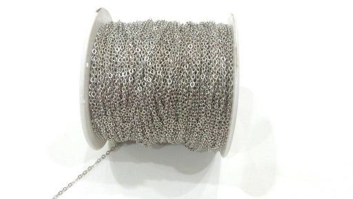 333ft Silver Chain Soldered Cable Chain 100 Meters-333 Feet (1.5x2 mm.) Silver Tone Brass G284