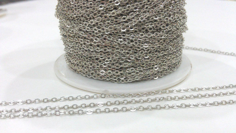 333ft Silver Chain Soldered Cable Chain 100 Meters-333 Feet (1.5x2 mm.) Silver Tone Brass G284