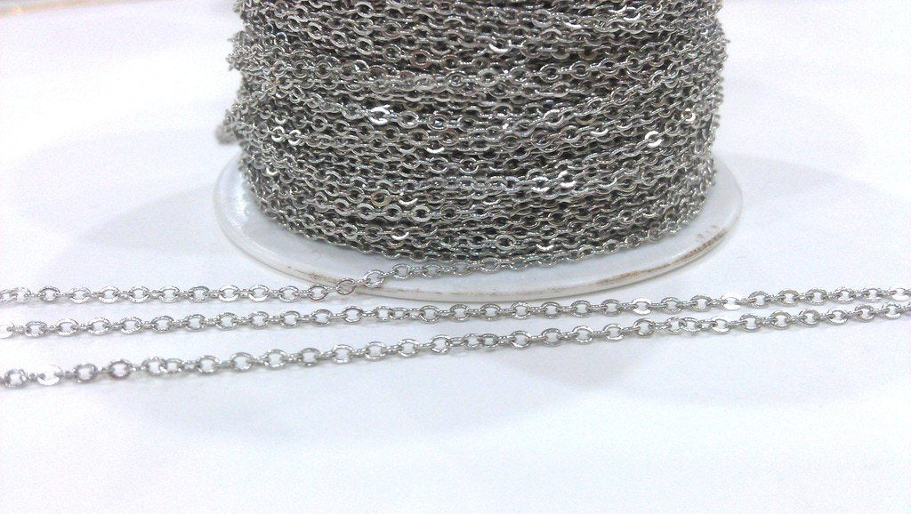 Silver Chain Silver Tone Brass Soldered Cable Chain 10 Meters-33 Feet (1.5x2 mm.) G284